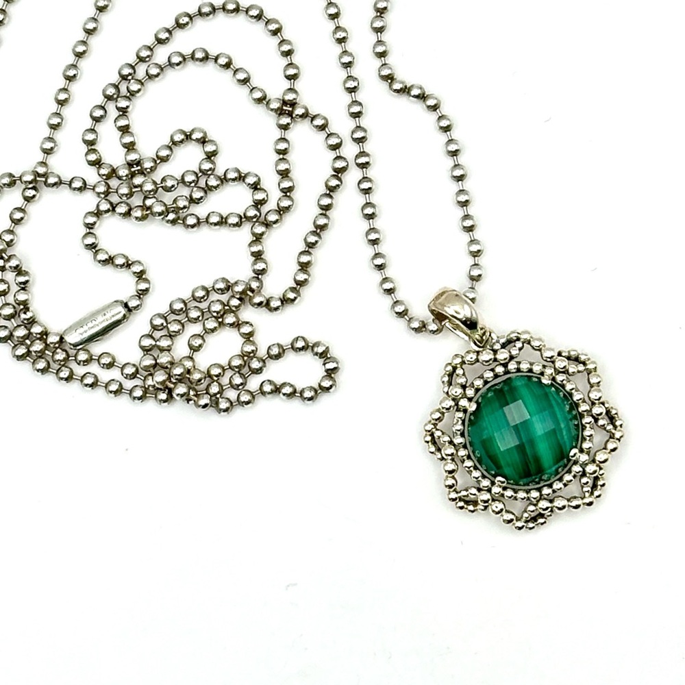 Lagos Caviar Malachite & silver Pendant Necklace